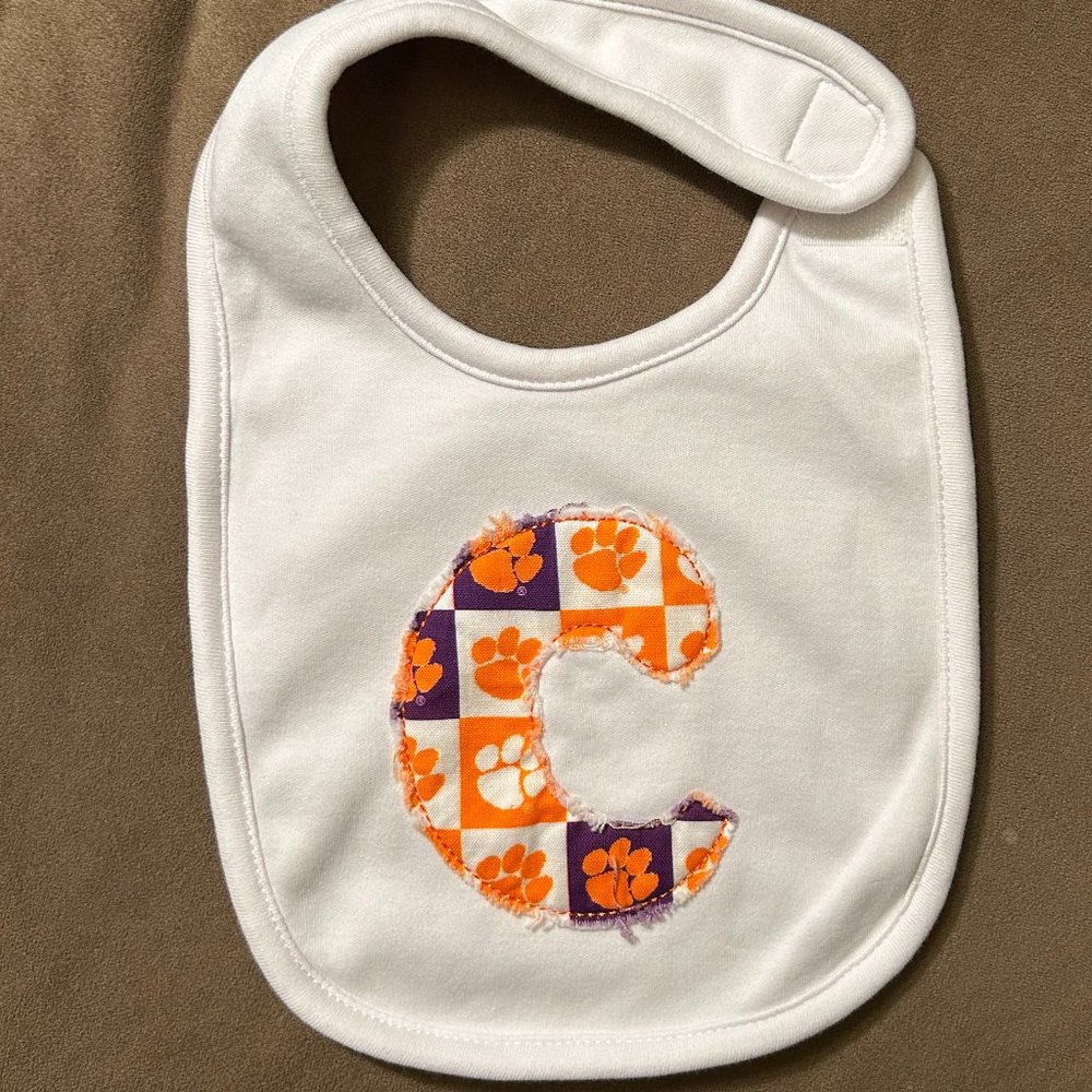 Newborn Clemson Letter C Ragged Edge Applique, Clemson Fabric